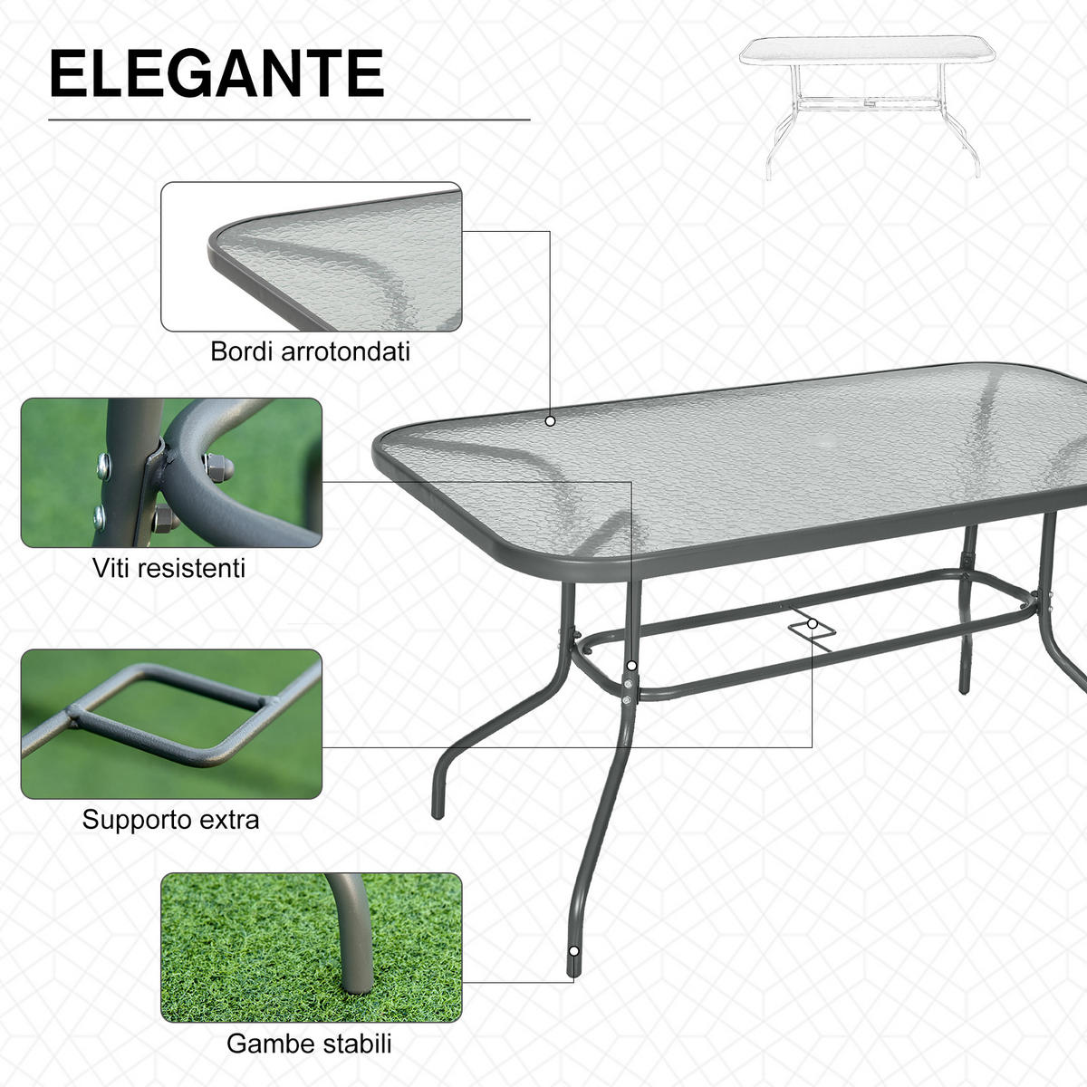 GARTENTISCH,GRAU,1 Stück - Grau, Metall (140/80/70cm) - GiPP