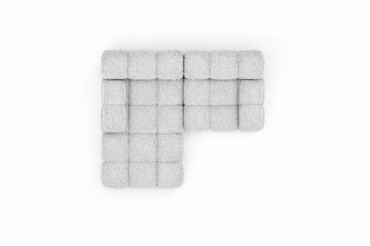 ECKSOFA L-form Mini Modular, Bouclé-Stoff Abriamo, Hellgrau, Links, Selia - Hellgrau, Holz (190/160cm) - Kaiser Möbel