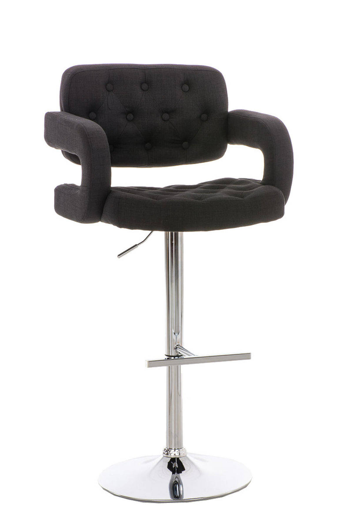 BARHOCKER Dubai, Gestell Metall in Chromoptik, STOFF schwarz, - Chromfarben/Schwarz, Textil/Metall (52/100/55cm) - TPFLiving