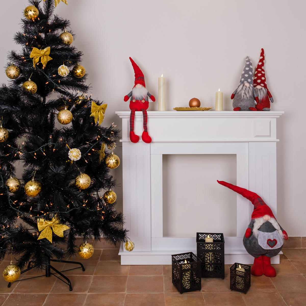 WEIHNACHTSBAUM Schwarz 105/105/180 cm - Schwarz, Kunststoff (180cm) - Mobili Rebecca