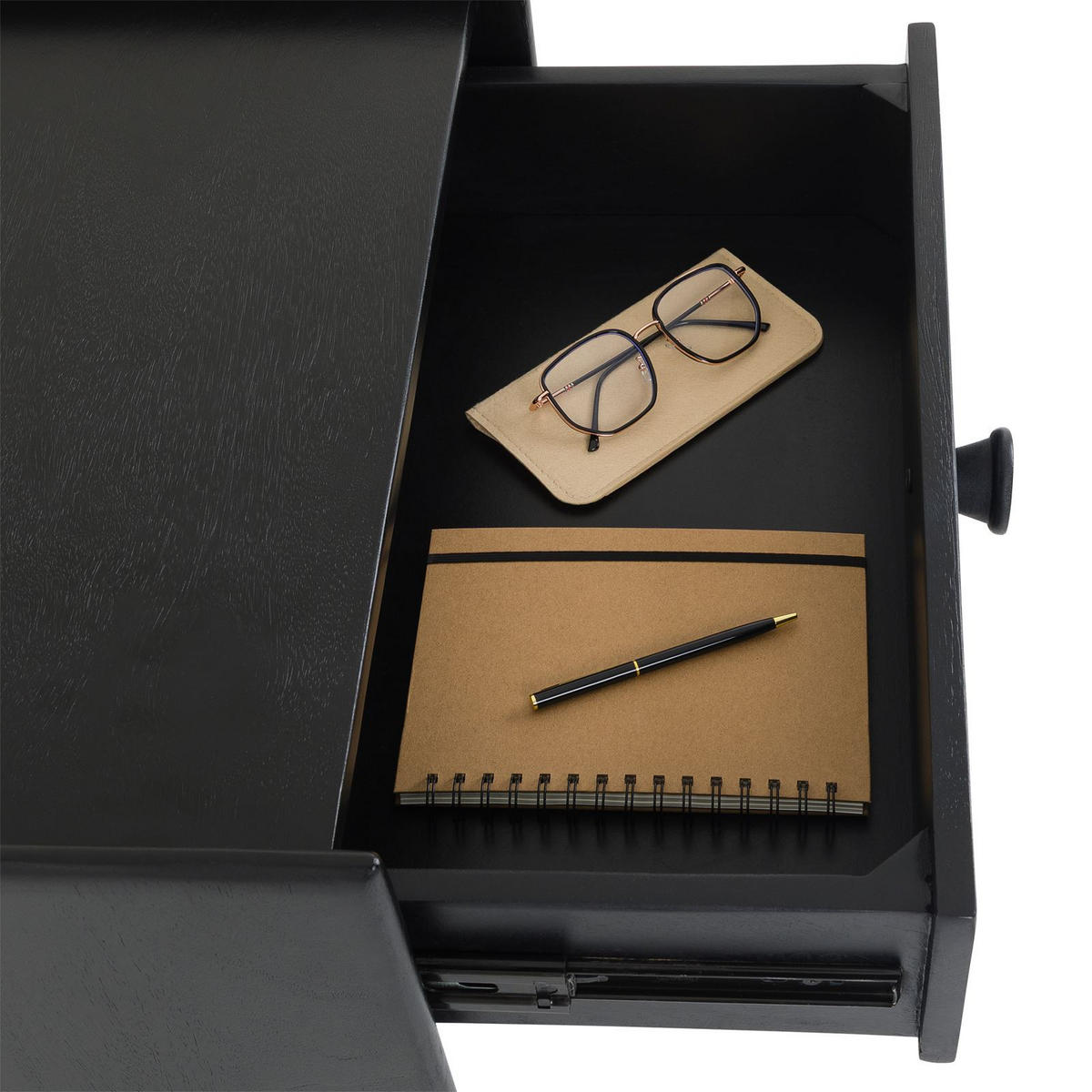 NACHTTISCH TURU schwarz - Schwarz, Holz (55/55/46cm) - IDIMEX