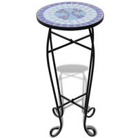 BEISTELLTISCH Mosaik Blau Und Weiß - Blau/Schwarz, Keramik/Metall (30/30/60cm) - vidaXL