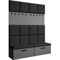 GARDEROBE Margaret I+I 162/203/43 mit gepolsterten Paneelen und Schuhschrank - Schwarz/Graphitfarben, Holzwerkstoff/Kunststoff (162/203/43cm) - Beautysofa