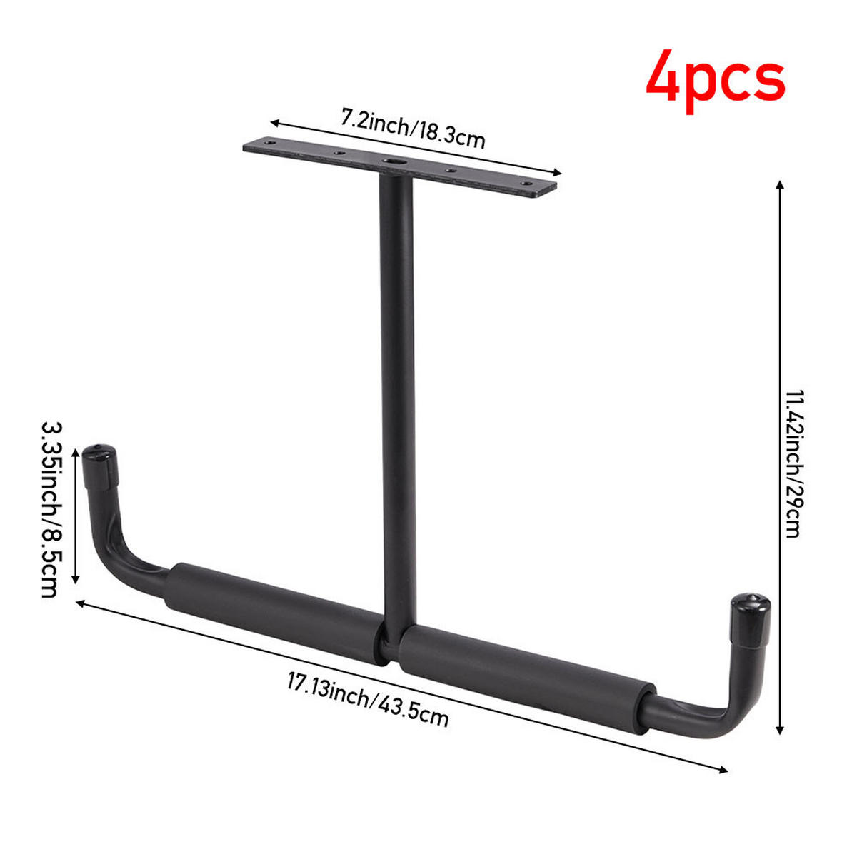 DECKENHAKEN 4 Stück T-förmige in Schwarz Vielseitig einsetzbar Belastbarkeit 43,5 x 29 cm - Schwarz, Metall (29/1/43.5cm) - Livingandhome