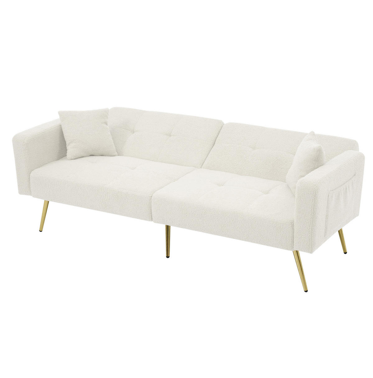 SCHLAFSOFA mit Bettfunktion verstellbar 175 x 64 x 72 cm Weiß - Weiß, Kunststoff (175/72/64cm) - Meubliv