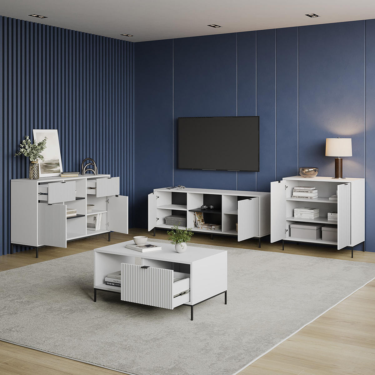 COUCHTISCH Aterno Weiß mit einer Schublade - Weiß, Holzwerkstoff (50/90/45cm) - Livinity®
