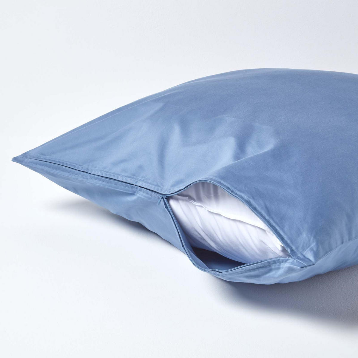 KISSENBEZUG Premium, Ägyptische Baumwolle, Fadendichte 1000 - Blau, Textil (80/80cm) - Homescapes