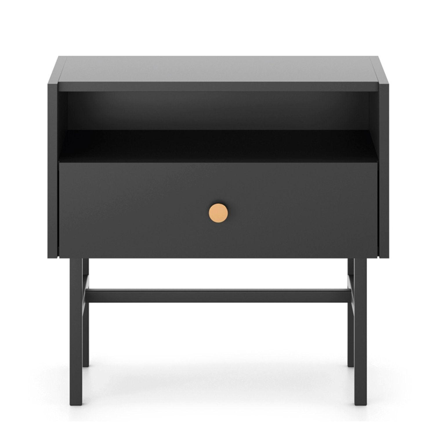 NACHTTISCH Divenos Schwarz 54 cm - Goldfarben/Schwarz, Holzwerkstoff/Metall (54.8/52/39cm) - Selsey
