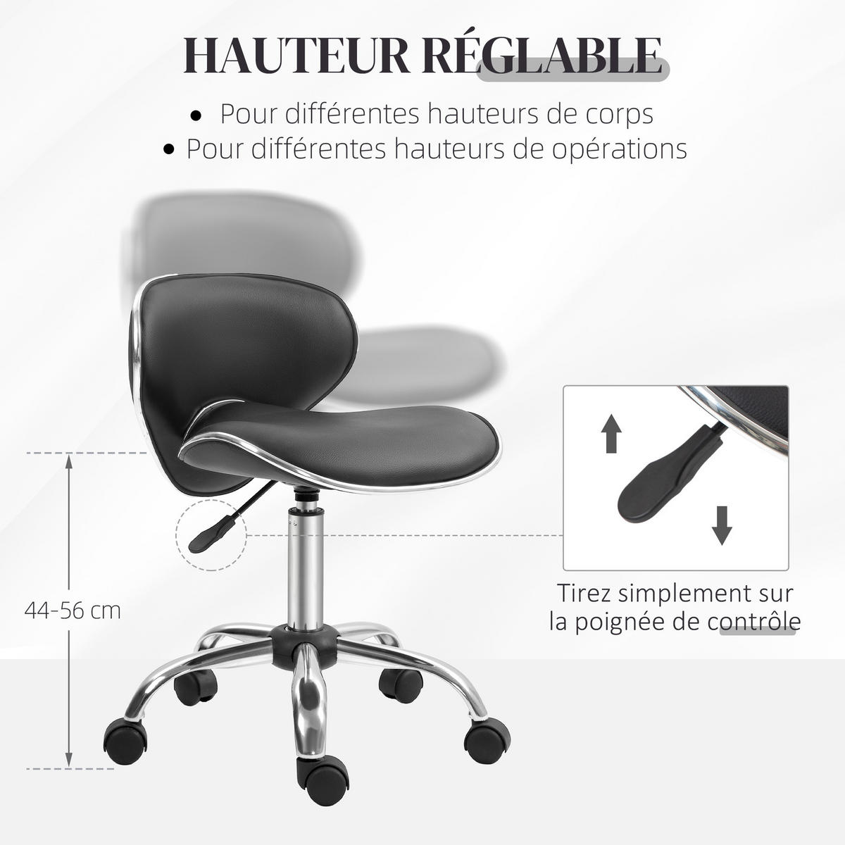 BÜROHOCKER DE-18041 höhenverstellbar 44-56 cm, Sattelform Schwarz - Schwarz, Metall (48/74/44cm) - ComfortXL