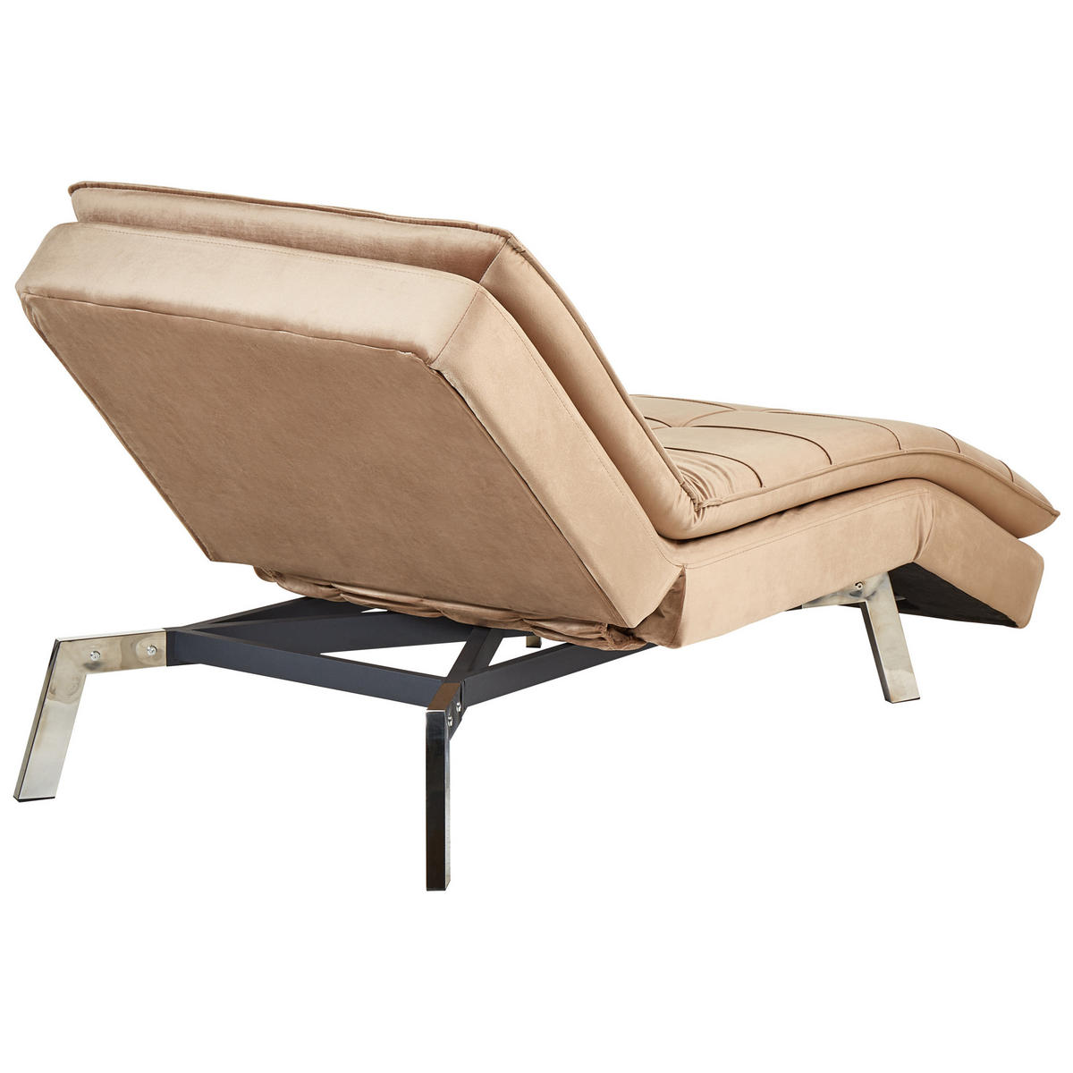 RELAXLIEGE Samtstoff hellbraun verstellbar Loiret - Silberfarben/Braun, Textil (179/93/76cm) - Beliani