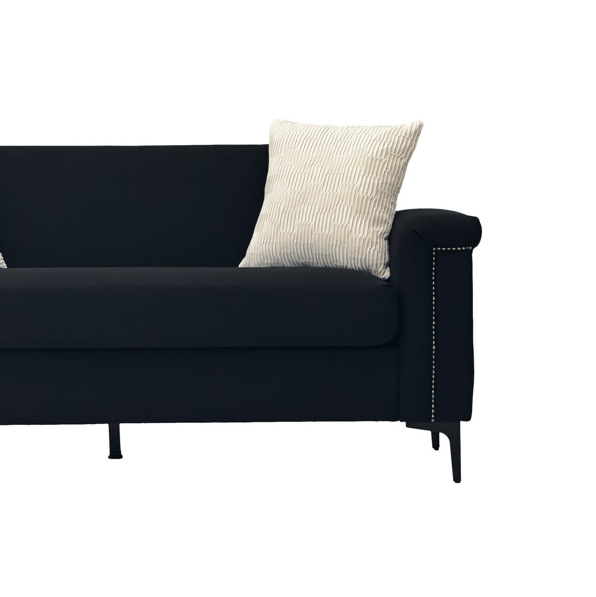 2-SITZER 172/72/82 cm Schwarz aus Sperrholz und Massivholz mit Metallfüßen - Schwarz, Textil (73.5/81.5/172cm) - OKMYHOME