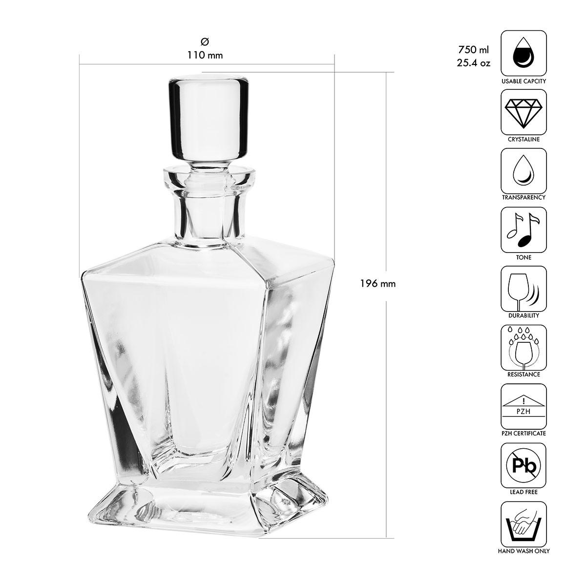 WHISKYKARAFFE MIT STOPPER Caro, 750 ml, Handgemacht - Transparent, Glas (0.75L) - Krosno Glass