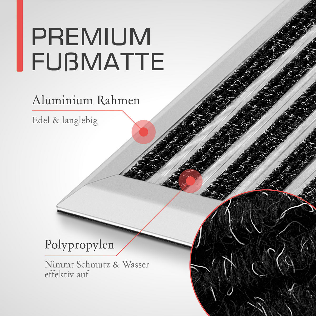 ALU-FUSSMATTE AluGant DL - Silberfarben, Metall (60/40cm) - BoMoe