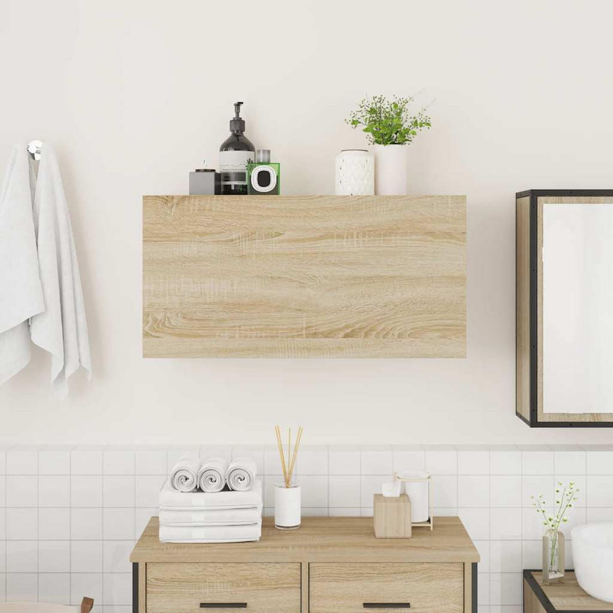 BAD-WANDSCHRANK Sonoma-Eiche 80/25/40 Cm Holzwerkstoff - Hellbraun, Holzwerkstoff (25/40/80cm) - vidaXL