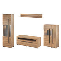 WOHNWAND Tulsa Eiche Grandson 290 cm / 39 - 50 cm / 204 cm - Eichefarben, Holz/Holzwerkstoff (290/204/50cm) - Feldmann-Wohnen