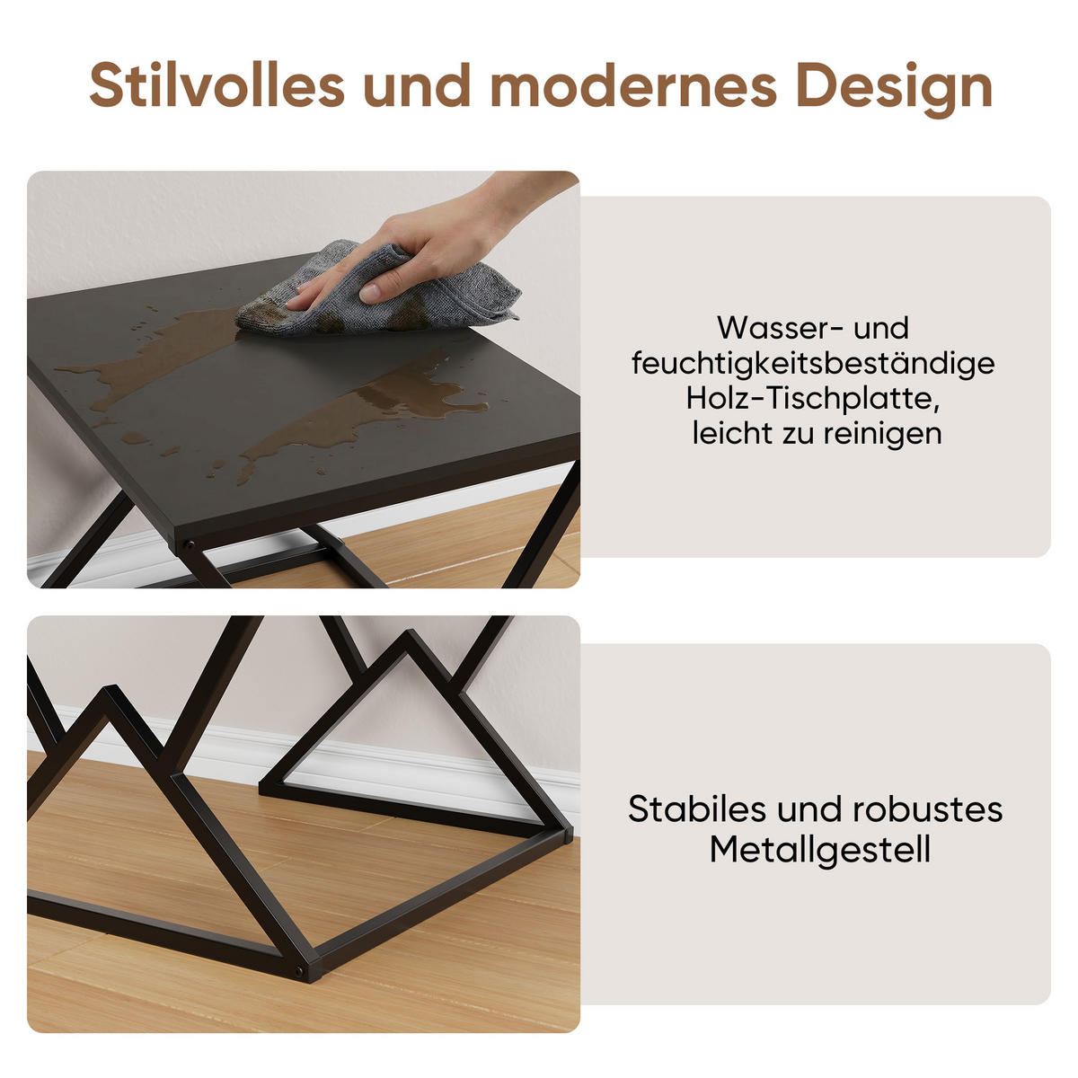 COUCHTISCH mit Holzplatte und Metallgestell, Schwarz - Schwarz, Metall (50/80/40cm)