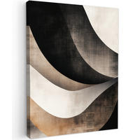 LEINWANDBILD Abstrakt - Wellen - Schwarz - Verwittert 60x80 cm - Trüffeleichefarben, Textil (60/80cm) - MuchoWow