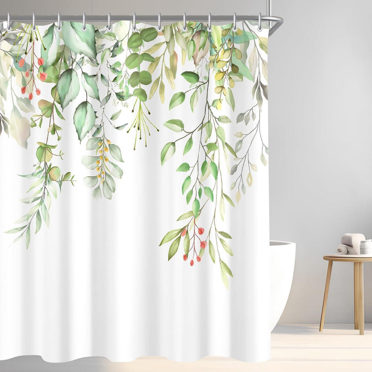 DUSCHVORHANG Klare Blätter 180 x 200 cm - Multicolor, Textil (180/200cm)