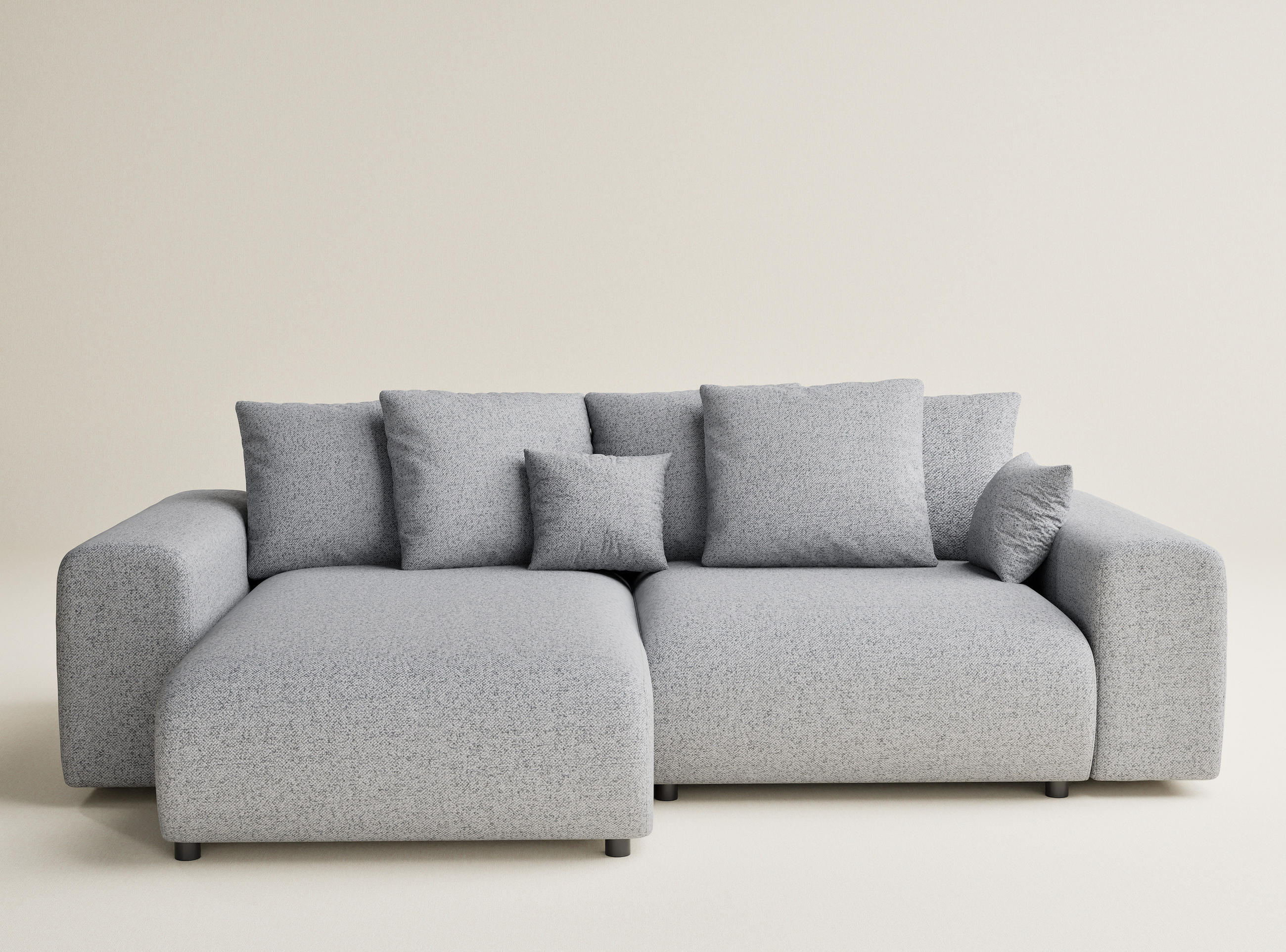 ECKSOFA MIT SCHLAFFUNKTION Solo Hellgrau Webstoff - Hellgrau/Schwarz, Holz/Holzwerkstoff (255/168cm) - Maison de Reve