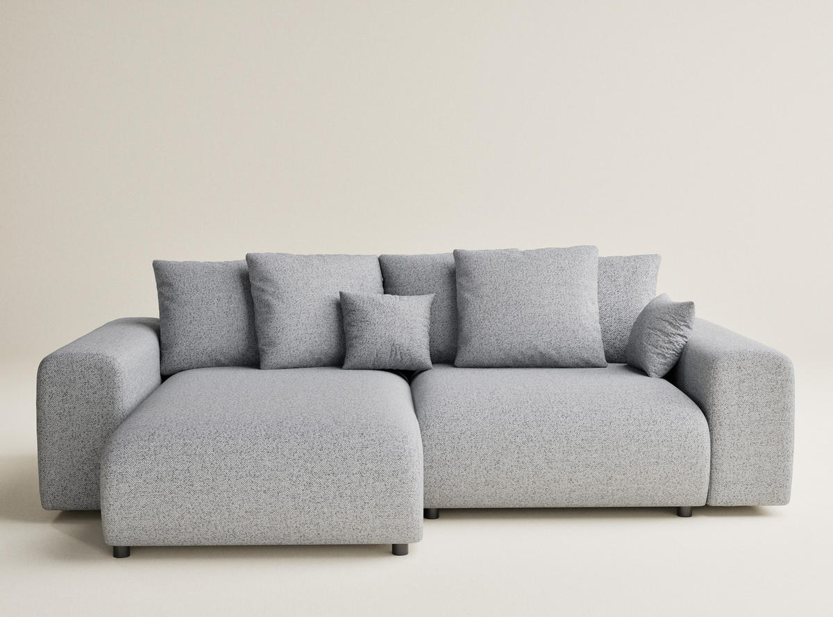 ECKSOFA MIT SCHLAFFUNKTION Solo Hellgrau Webstoff - Hellgrau/Schwarz, Holz/Holzwerkstoff (255/168cm) - Maison de Reve