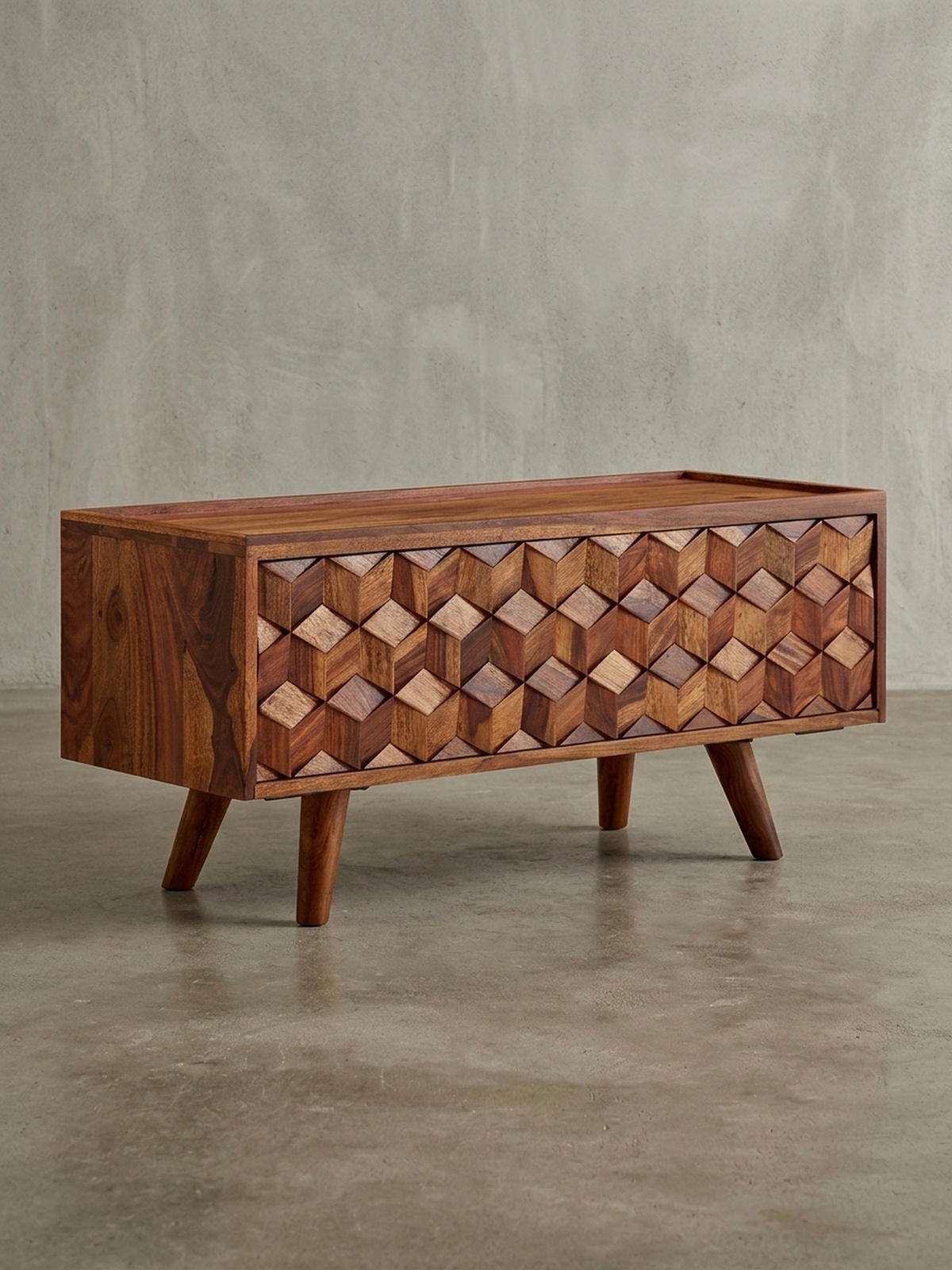 LOWBOARD Massivholz Landhausstil Modell Oasis für Fernseher bis 50 Zoll mit Kabeldurchlass - Braun, Holz (92/44/35cm) - KADIMA DESIGN