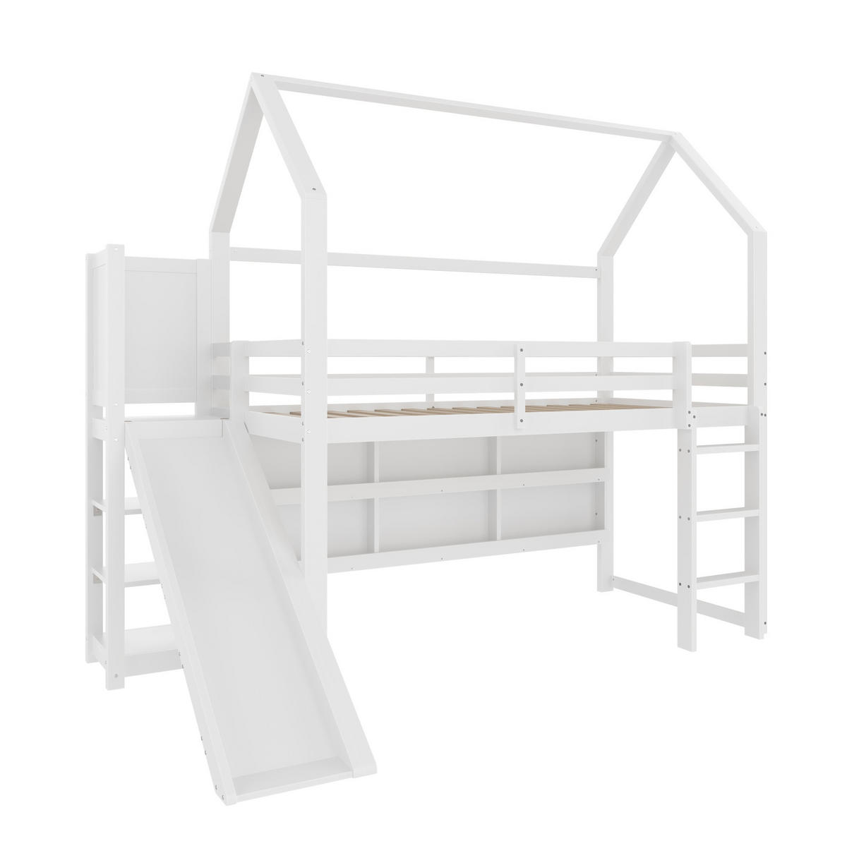 HOCHBETT 90/200 cm weiß mit LED-Leiste Hausform, Regale, Zaun - Weiß, Holz (90/200cm) - OKWISH