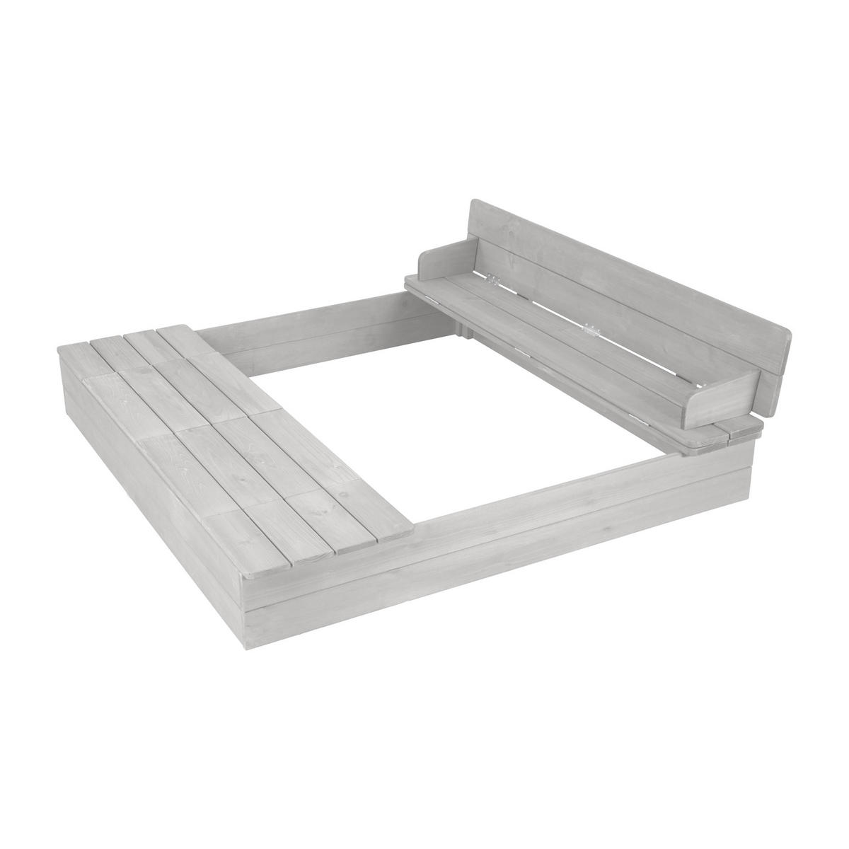 SANDKASTEN aufklappbare Sitzbank + Spielwannen grau - Grau, Holz (120/125/20.5cm) - Roba