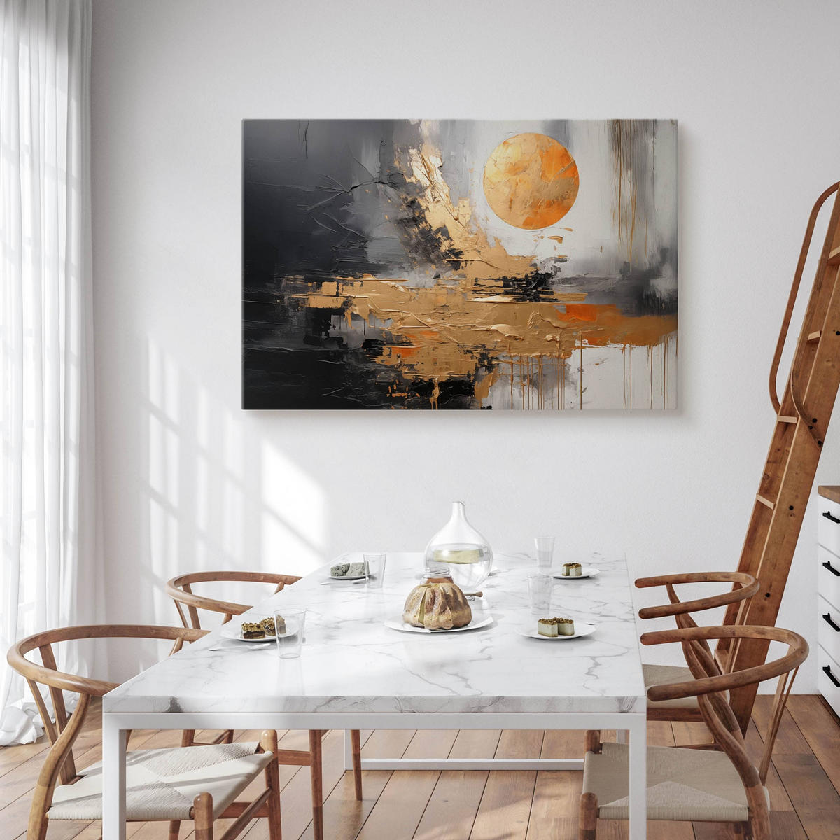 LEINWANDBILD Abstraktion Moderne Muster 40x30cm - Schwarz/Grau, Textil (40/30cm) - Muralo