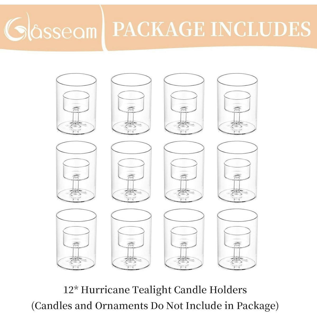 TEELICHTHALTER 6er Set Glas Zylinder für Votivkerzen 8 x 7 cm - Transparent, Glas (7cm)