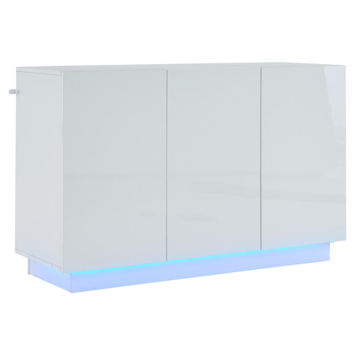 SIDEBOARD Weiß, 120/40/75 cm, aus Spanplatte, mit LED-Beleuchtung und offenen Fächern - Weiß, Holzwerkstoff (120/75/40cm) - CHICFURN