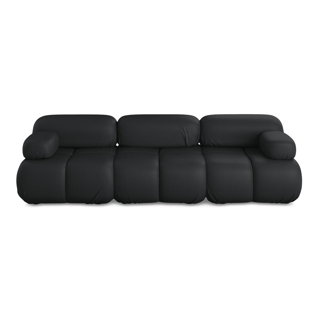 Thumbnail - Makamii 3-Sitzer, Schwarz, Leder, Füllung: Schaumstoff, 285x70x96 cm, Made in EU, Wohnzimmer, Sofas & Couches, Sofas, 3-...