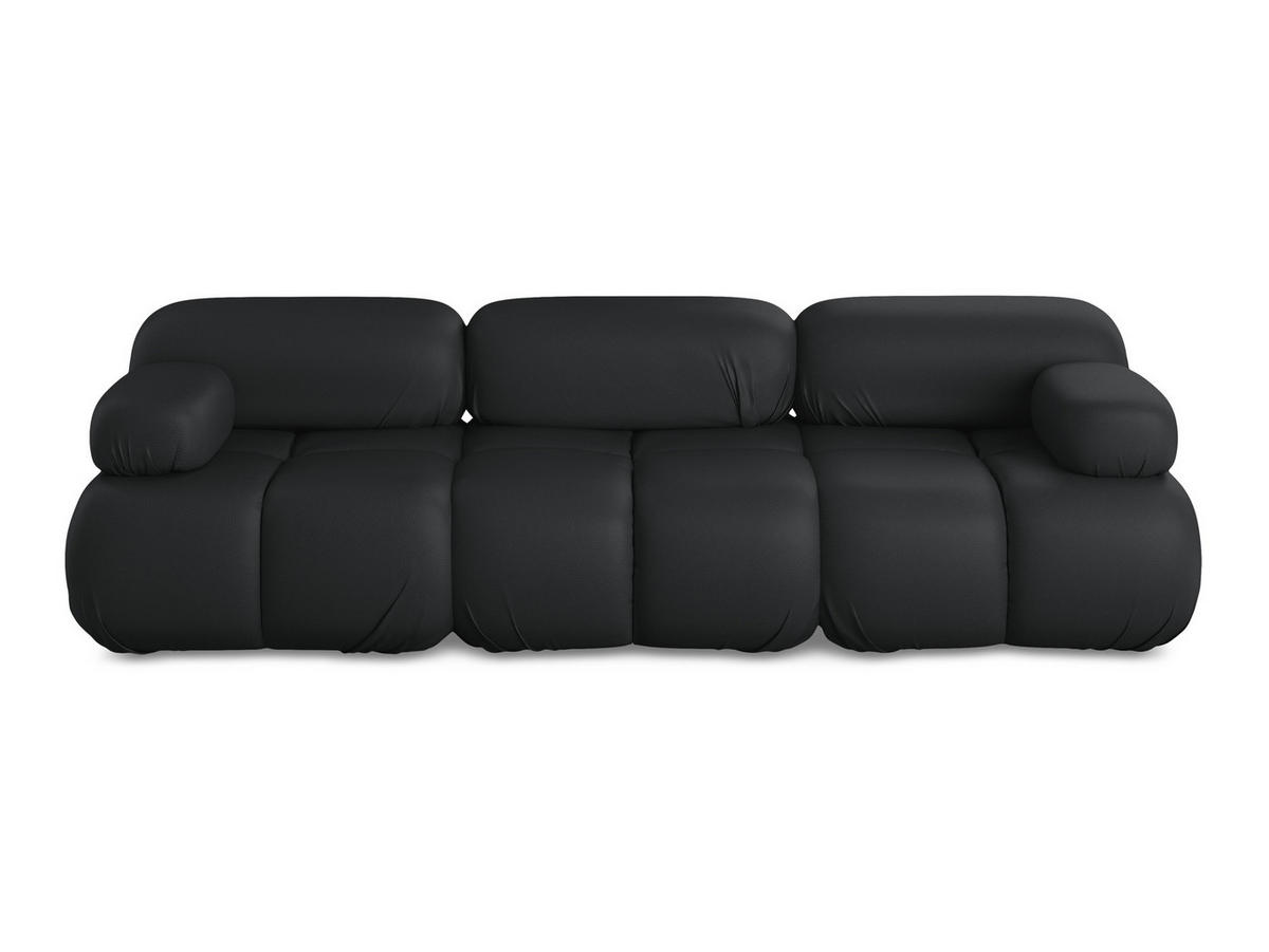 3-SITZER SOFA Kunstleder Schwarz - Schwarz/Grau, Leder/Kunststoff (285/70/96cm) - Makamii
