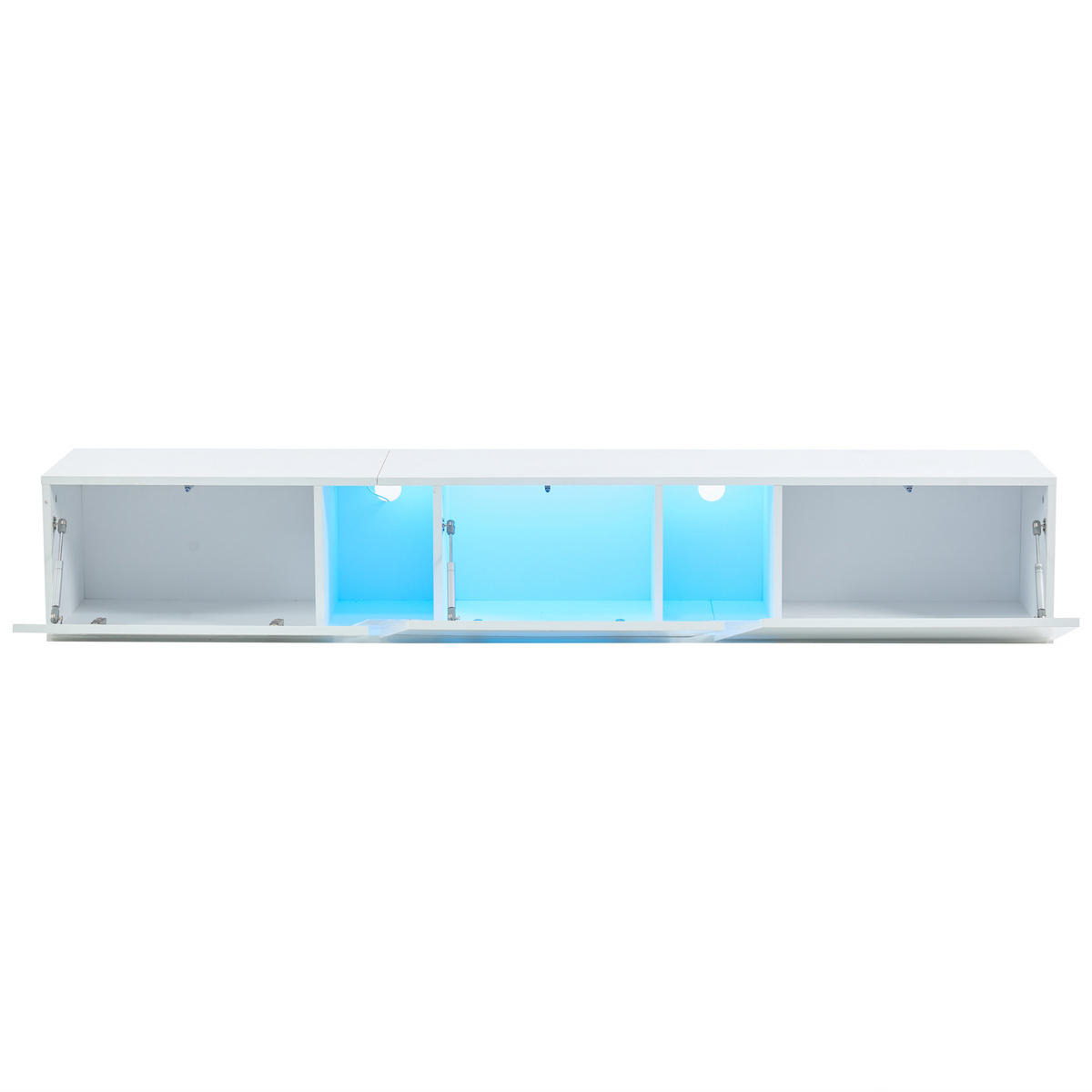 TV-SCHRANK 180/37/36 cm schwarz Massivholz mit LED-Beleuchtung mit Dreischichtdesign - Weiß, Holzwerkstoff (180/30/35cm) - OKWISH