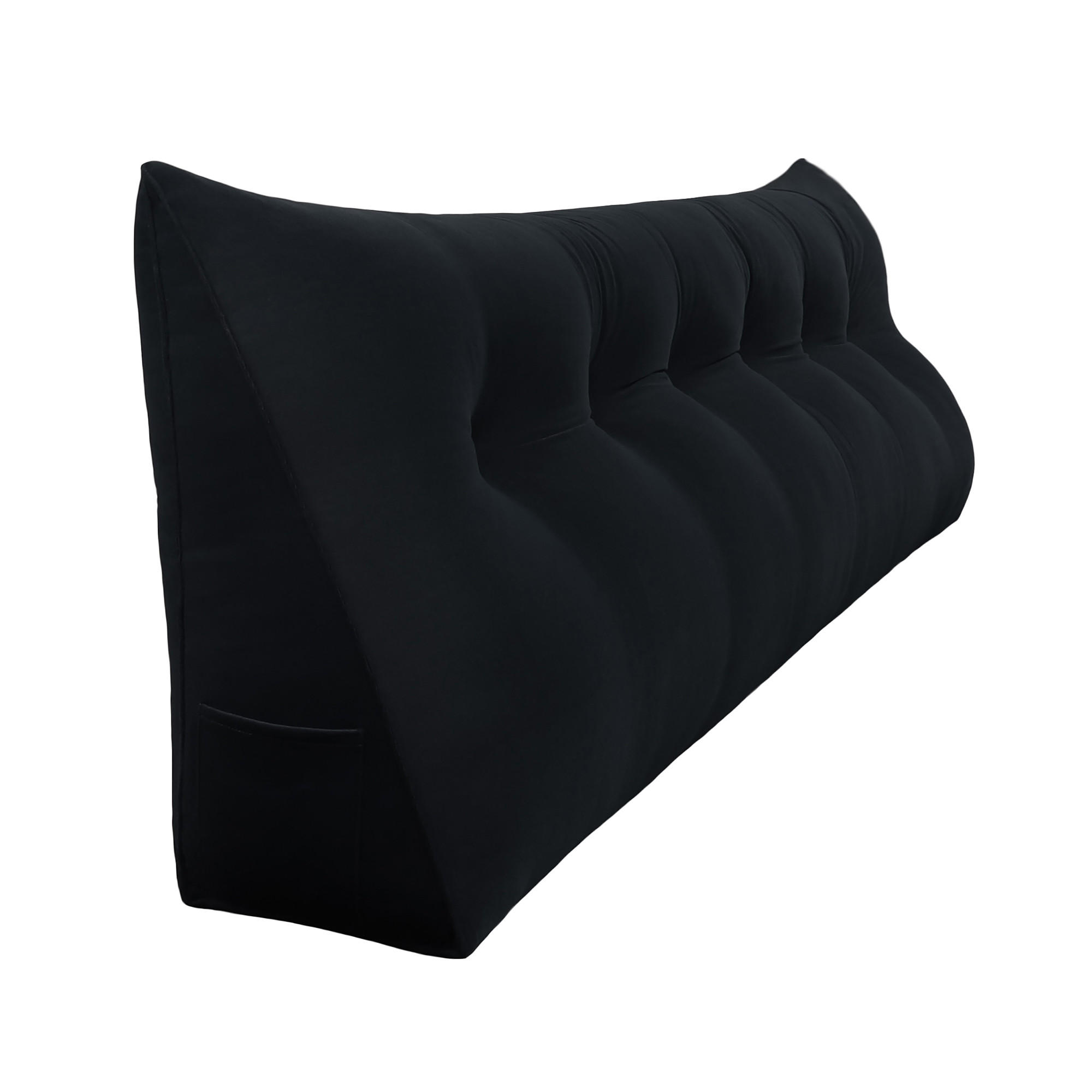 RÜCKENKISSEN für Bett Samt Schwarz 180 cm - Schwarz, Textil (50/180cm) - Vercart