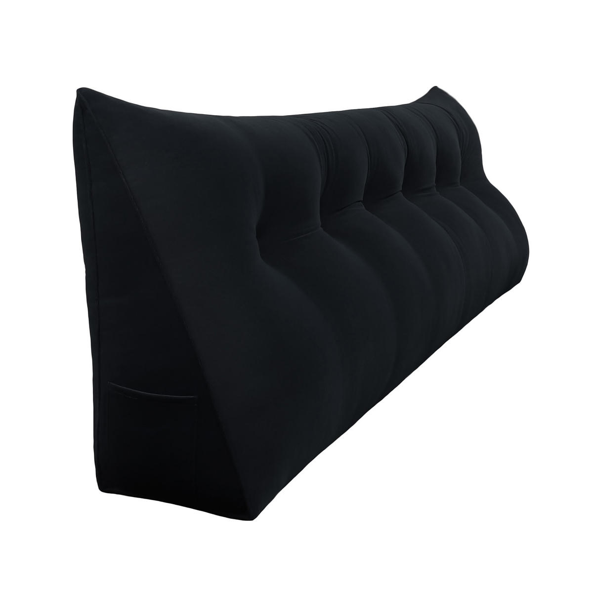 RÜCKENKISSEN für Bett Samt Schwarz 180 cm - Schwarz, Textil (50/180cm) - Vercart