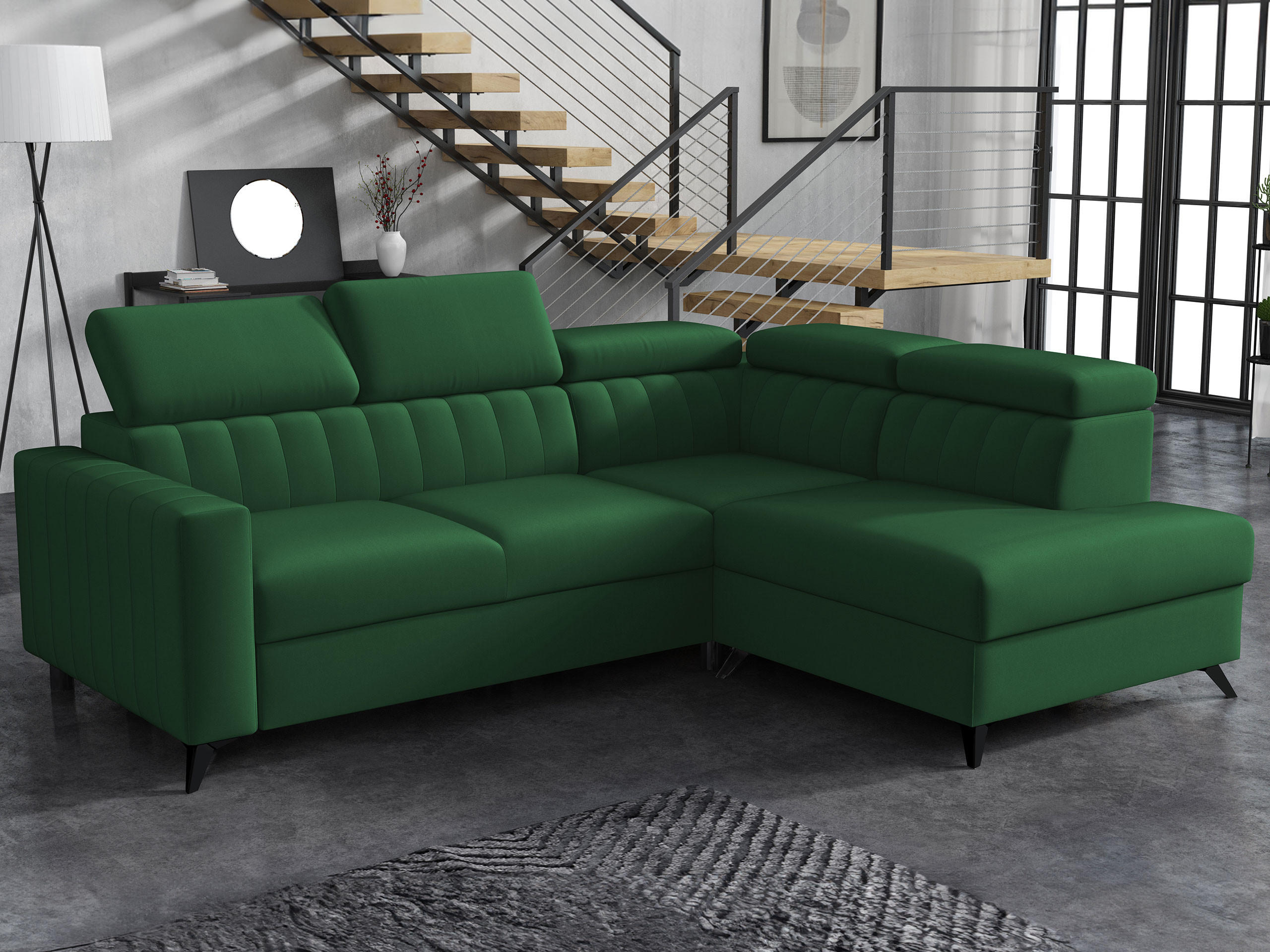 ECKSOFA Milano 2RRLXP, Seite: Rechts 2R+R+LXP - Grün, Holz/Textil (249/195cm) - MIRJAN24
