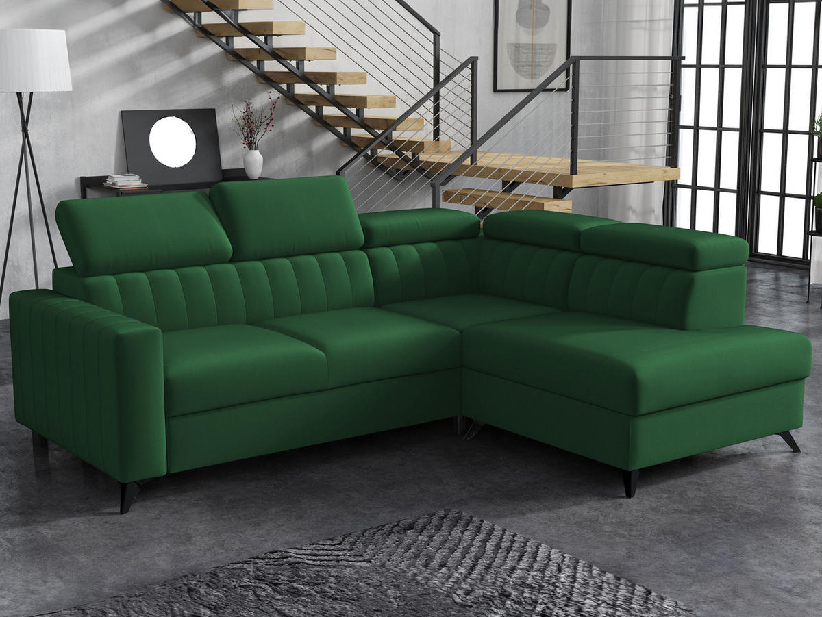 ECKSOFA Milano 2RRLXP, Seite: Rechts 2R+R+LXP - Grün, Holz/Textil (249/195cm) - MIRJAN24