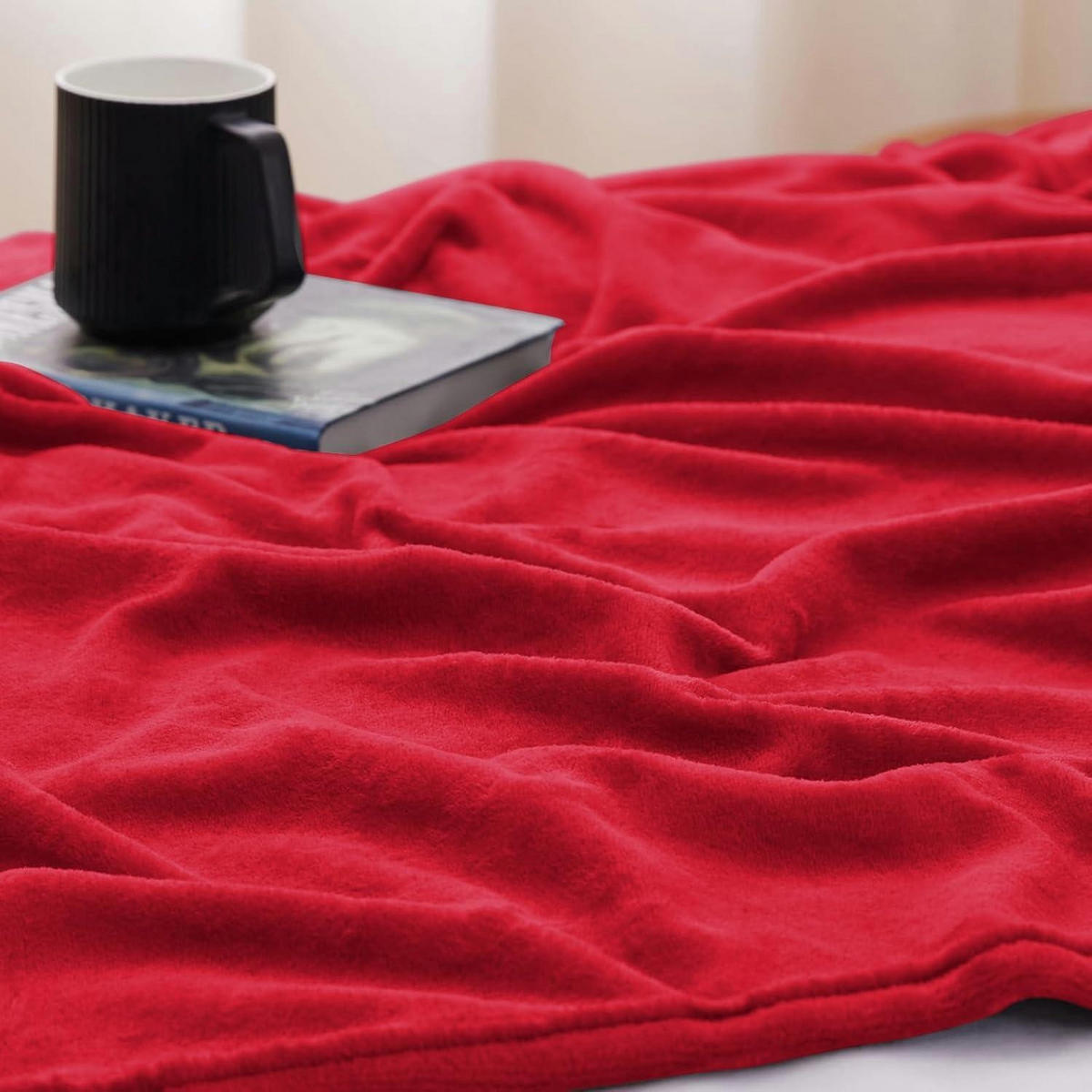 KUSCHELDECKE Flanell Rot 220 x 240 cm - Rot, Textil (220/240cm)