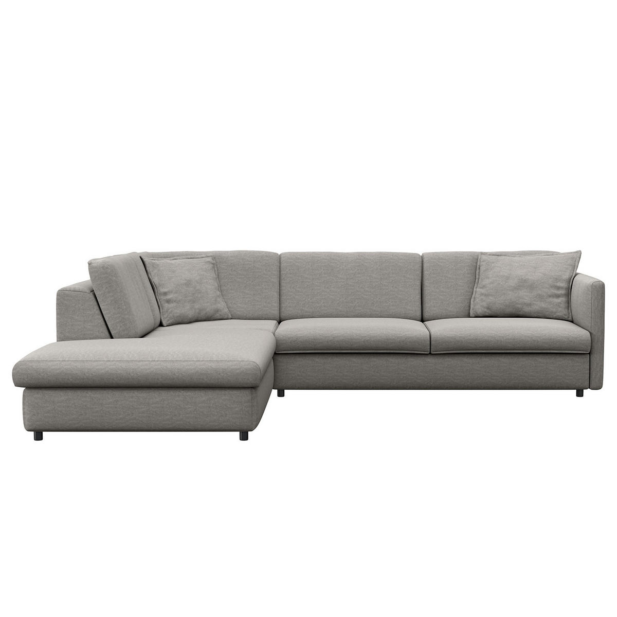 ECKSOFA mit Ottomane - Schwarz/Grau, Kunststoff/Textil (328/272cm) - home24