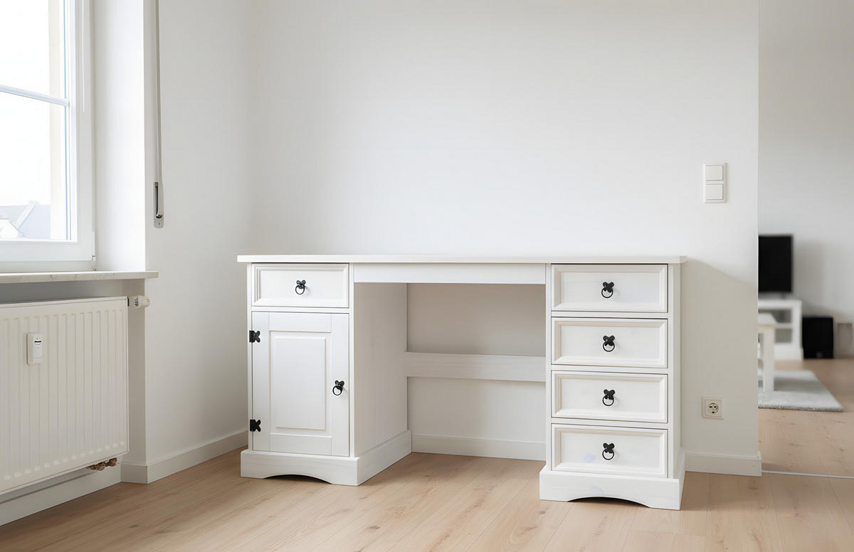 SCHREIBTISCH Weiß - Weiß, Holz (47/141/76cm) - ebuy24