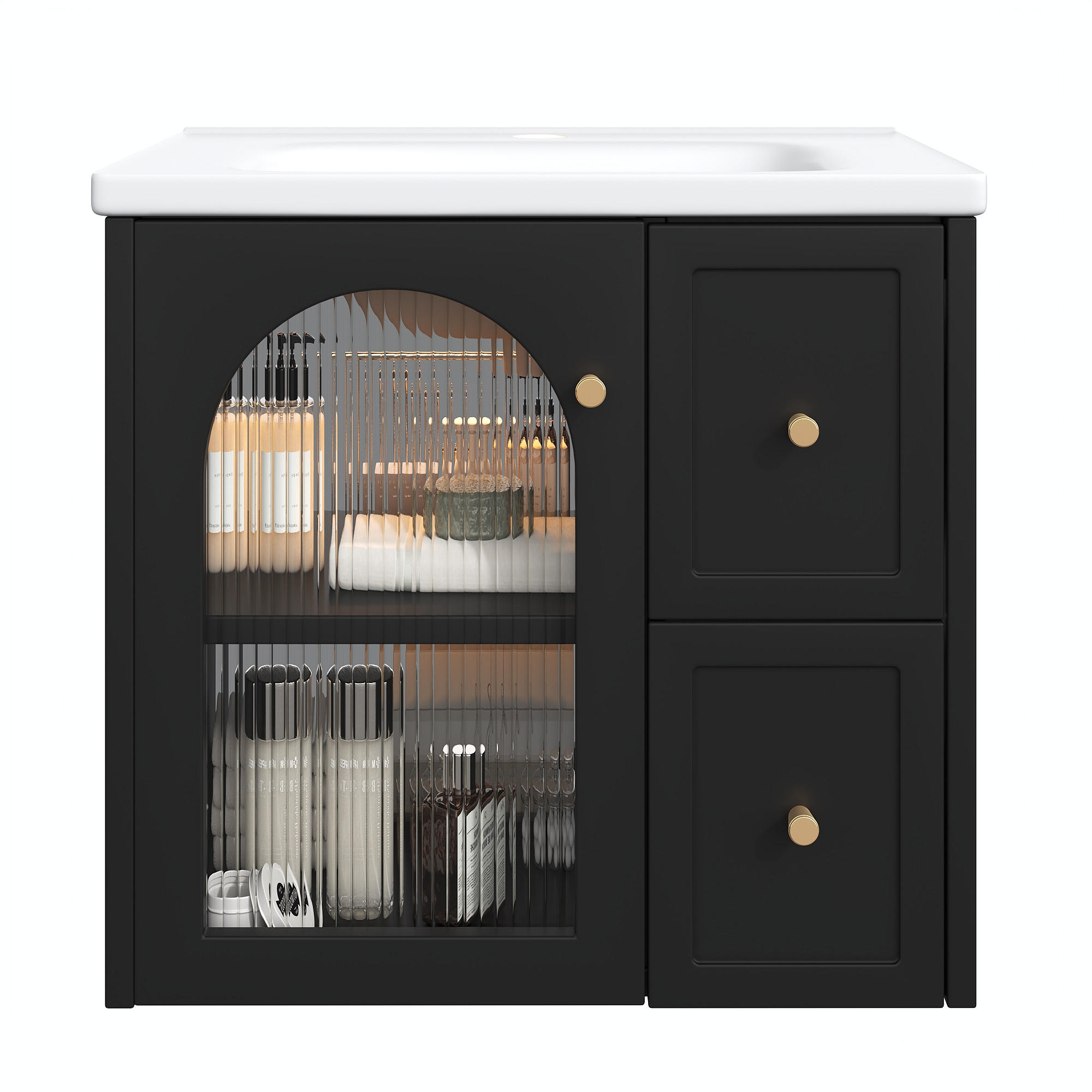 WASCHTISCHUNTERSCHRANK Schwarz 60,5/47,5/57 cm - Schwarz, Holz (60.5/57/47.5cm) - PANGIVO