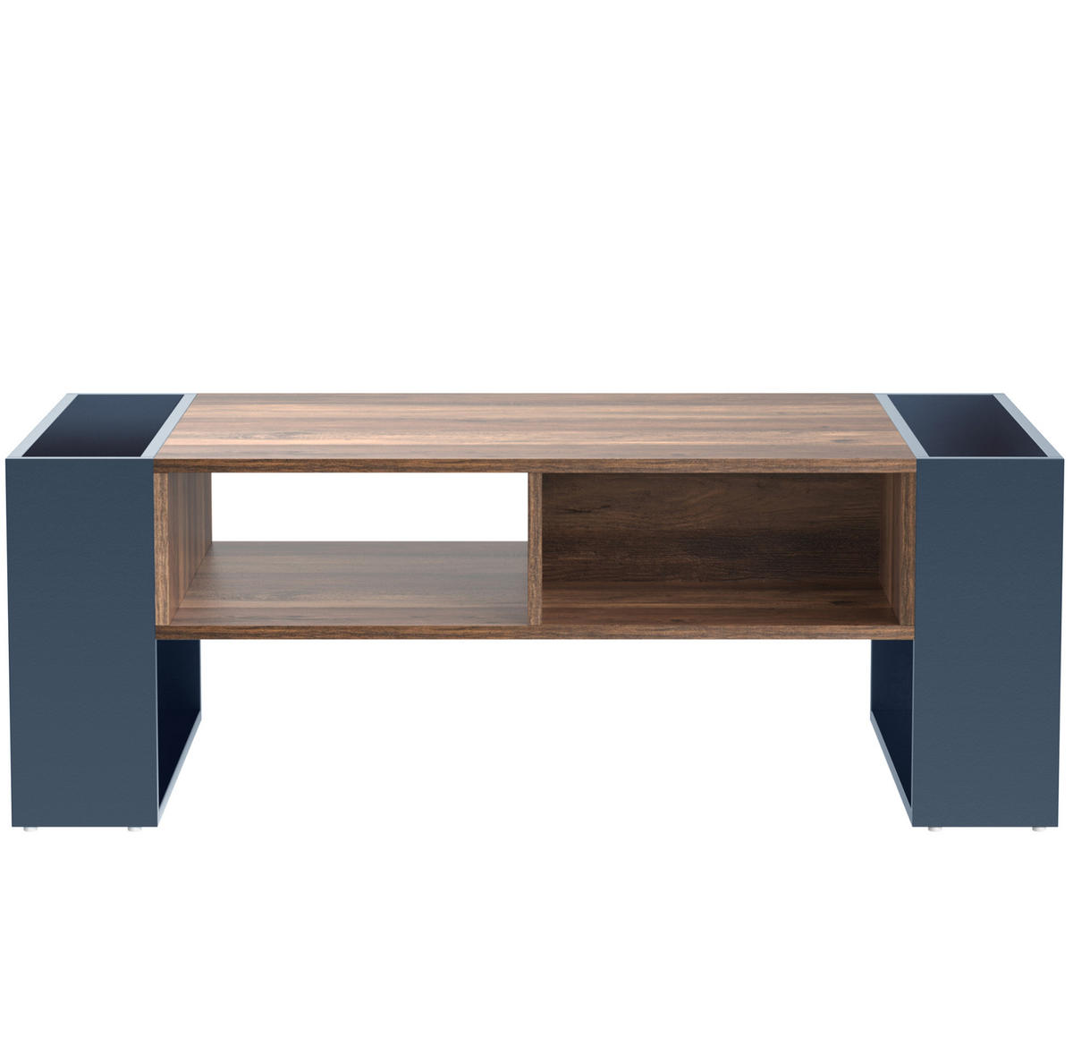 COUCHTISCH, Holzmaserung – grifflos mit Schublade & seitlichen Staufächern, 111/60/40 cm, Naturfarben/Grauschwarz - Naturfarben, Holzwerkstoff (111/40/60cm) - Redom