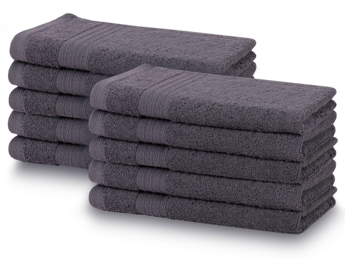 GÄSTETÜCHER, 10er-Set, 30x50 cm, 100% Baumwolle, Grau - Anthrazit, Textil (30/50cm) - Zollner