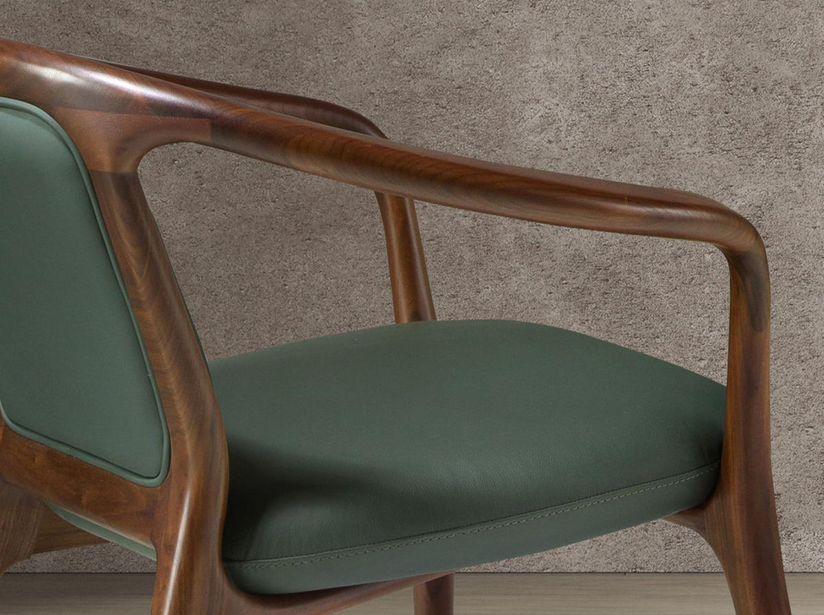 SESSEL aus dunkelgrünem Kunstleder 71/64/72 cm - Dunkelgrün/Nussbaumfarben, Leder/Holz (71/72/64cm) - ANGEL CERDA