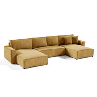 PANORAMASOFA Isaac 5 Sitzplätze Gelb - Gelb, Holzwerkstoff (398/85/185cm) - Petits-meubles