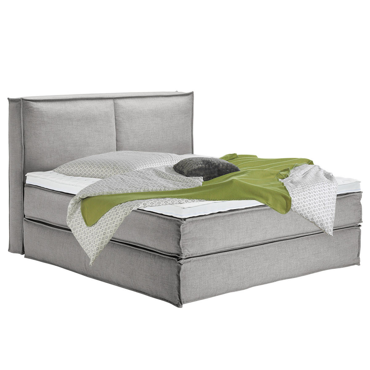 BOXSPRINGBETT mit Kopfteil - Premium - Grau, Textil (180/220cm) - home24