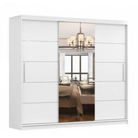 SCHWEBETÜRENSCHRANK Alba Weiß/Weiß + Spiegel, mit LED-Beleuchtung 250 cm - Alufarben/Weiß, Glas/Holzwerkstoff (250/218/61cm) - imoebel24