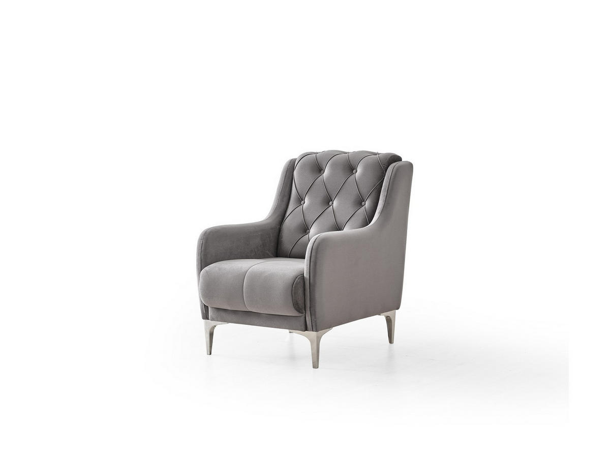 SITZGARNITUR Shimla, Grau Stellvariante 2+2+1 - Grau, Holzwerkstoff/Metall (160/80/100cm)