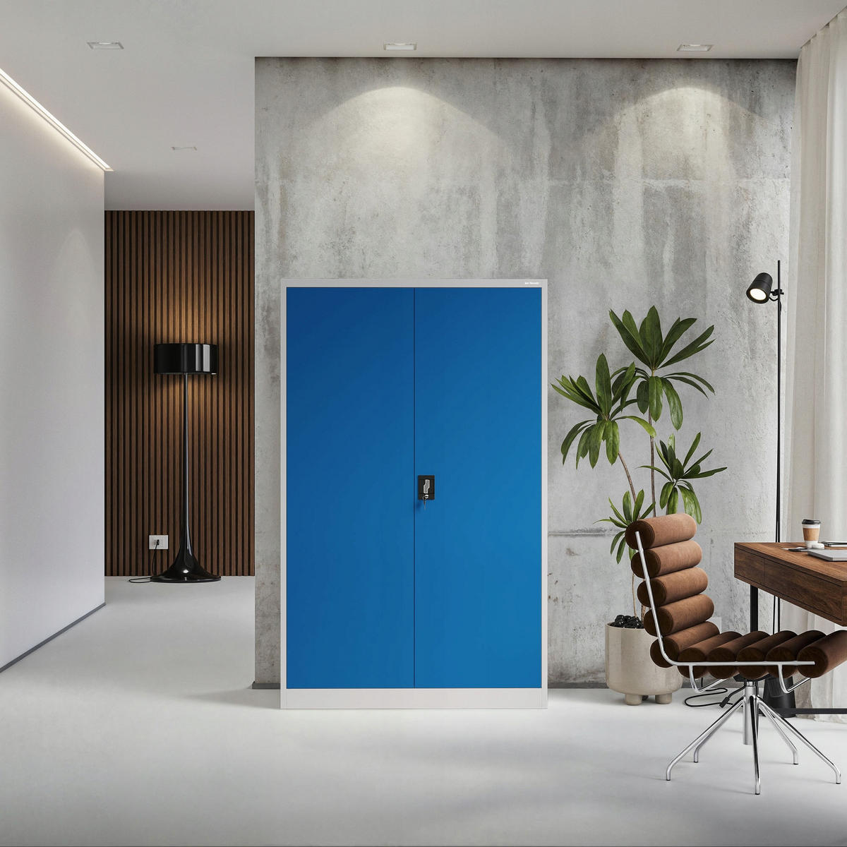AKTENSCHRANK JAN II - Blau/Grau, Metall (115/185/40cm) - Jan Nowak