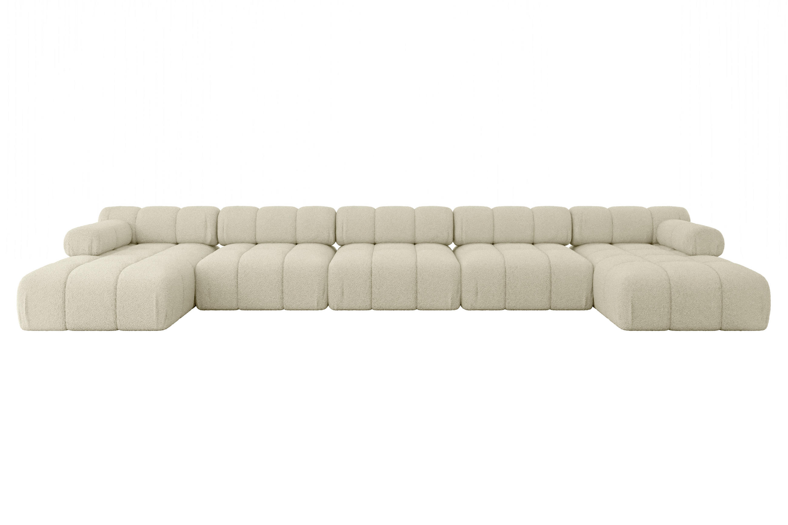WOHNLANDSCHAFT modulares Sofa Tesso-U3 - 475x160x70 cm Beige Bouclé - Beige, Holzwerkstoff/Textil (475/70/160cm) - ALTDECOR